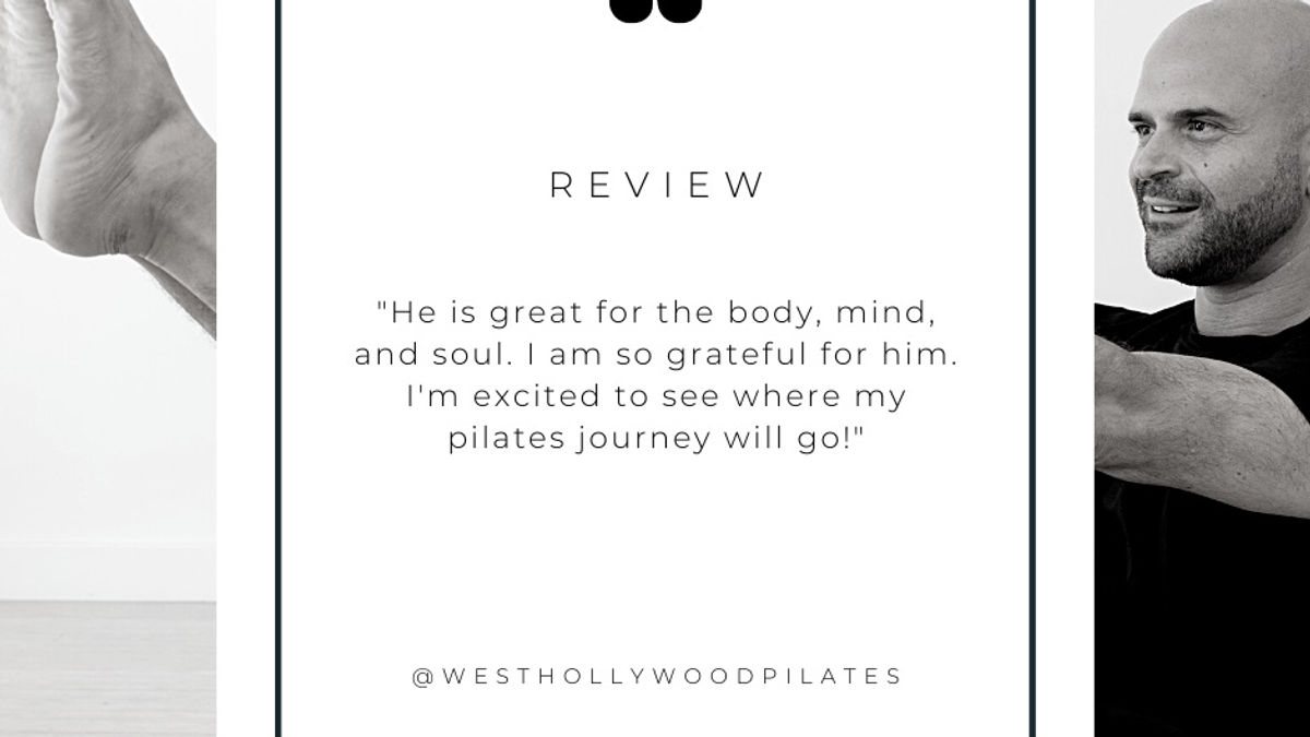 A testimonial from a person practicing Pilates at West Hollywood Pilates, emphasizing the mind-body connection through movement and awareness.