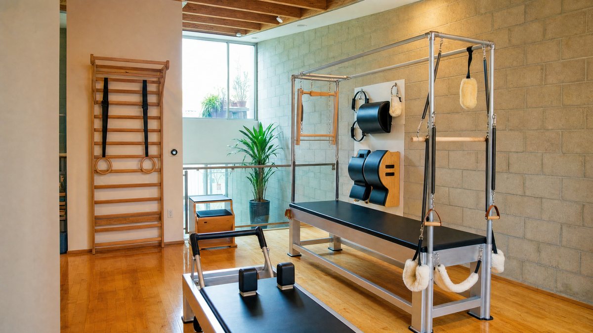 Private one-on-one Pilates studio in West Hollywood with reformer and Cadillac, ready for a first session